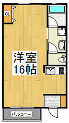 ル・ユニテ 2階ワンルームの間取り