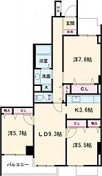 オーロヴェルデ田園調布 2階3LDKの間取り