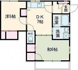 ハイツ林 2階2DKの間取り