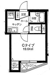 アベニューコート福生 2階1Kの間取り