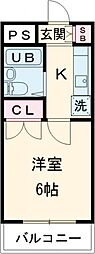 グリーンハイツ大南 1階1Kの間取り