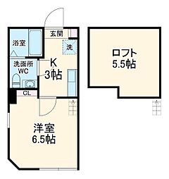 コーストライン西柴 1階1Kの間取り