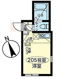 ユナイト矢向サロモン 2階ワンルームの間取り