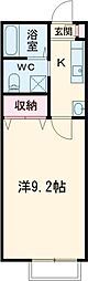 パインヒル18 2階1Kの間取り