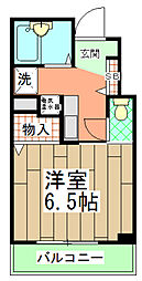 レスパス・エラン 6階1Kの間取り