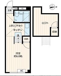 阿佐ヶ谷タウンハウス 1階ワンルームの間取り