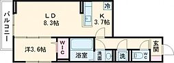 京成本線 お花茶屋駅 徒歩17分の賃貸アパート 1階1LDKの間取り