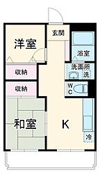 ソレイユ吉野町 3階2LDKの間取り