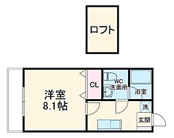 Mハイツ 2階1Kの間取り