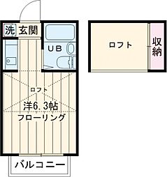 メゾンフレール 2階ワンルームの間取り