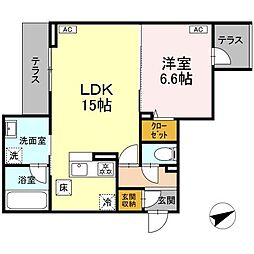 Ｄ−ｒｅｓｉｄｅｎｃｅ稲城 1階1LDKの間取り