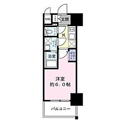 エスリード新大阪ザ・プレミアWEST 6階1Kの間取り