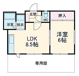 ルミナス　マ　コート橋本 1階1LDKの間取り