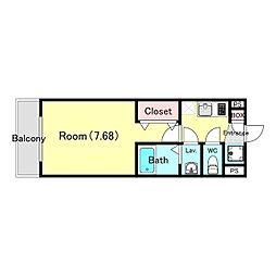 ジーメゾン西柏台 2階1Kの間取り