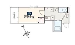 MELDIA東村山 1階1Kの間取り