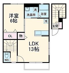 シュエット久米川 2階1LDKの間取り