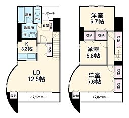 ランドマーク豊川 7階3LDKの間取り
