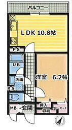 クオリアガーデン千人町 3階1LDKの間取り