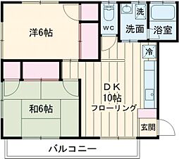 コーポさつきII 202 2階2DKの間取り