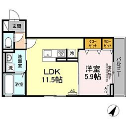 セジュール大森東 3階1LDKの間取り