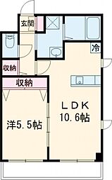 ハピネス本館 3階1LDKの間取り