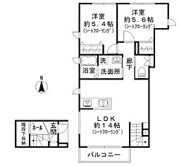 ＡＢIII 201号室 2階2LDKの間取り