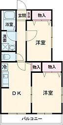 パルデンス石神井台 2階2DKの間取り