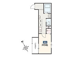 ゴールデンハウス平井 3階1Kの間取り