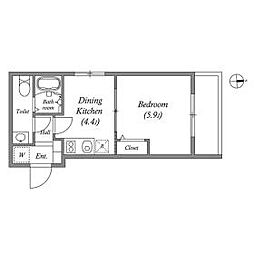GRAN PASEO舎人 3階1DKの間取り