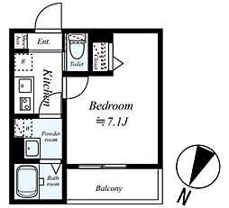 GRADUS狭山ヶ丘II 1階1Kの間取り