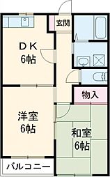 メープルアイ 2階2DKの間取り