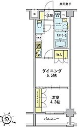 デュオステージ東十条 5階1DKの間取り