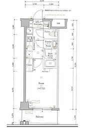 京王線 調布駅 徒歩8分の賃貸マンション 2階1Kの間取り