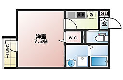 プルミエII 2階1Kの間取り