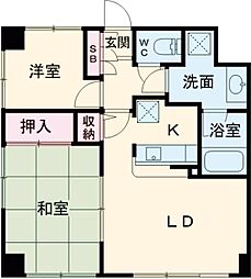 アエラス石川台 3階2LDKの間取り