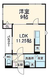 グランメゾン南流山 1階1LDKの間取り