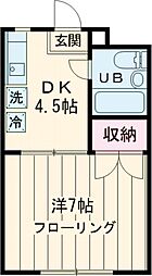 グリーンヒルズ 2階1DKの間取り
