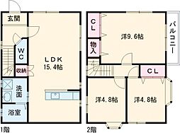 桃山ガーデンＢ 1階3LDKの間取り