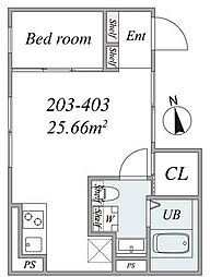 ｔｈｅ　ｔｒｉａｓ　ｉｔａｂａｓｈｉ 2階1LDKの間取り
