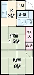 石井マンション 3階2Kの間取り