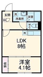 Peaks Funabashi 303 3階1LDKの間取り