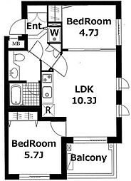 ＬＡＮＡＩ　ＣＬＡＳＳＩＣＯ 2階2LDKの間取り