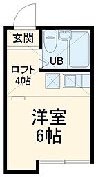 ユナイト南太田ジェラール・ピケ 2階ワンルームの間取り