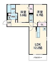 Ｃｉｅｌｏ 2階2LDKの間取り