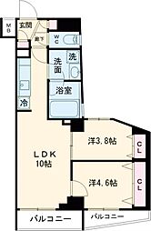 ティモーネプレミアム東十条 2階2LDKの間取り