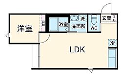 モナ・ローベル 1階1LDKの間取り