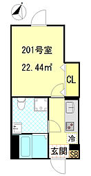 CFジオーレ西小岩5丁目 2階1Kの間取り