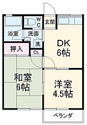 ハイツ旭 1階2DKの間取り