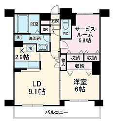 フローラルガーデン 4階1SLDKの間取り