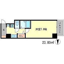 エステムコート京都烏丸IIIジャパニズム 5階1Kの間取り
